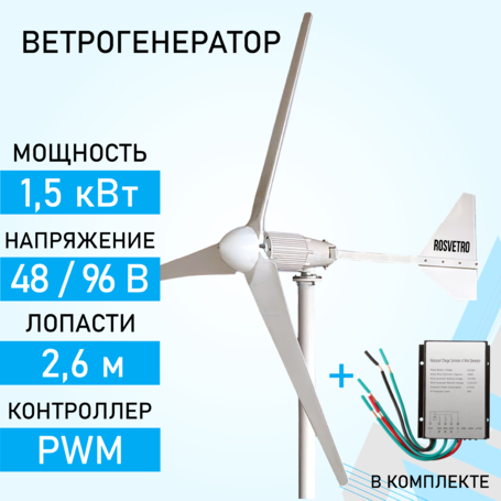 Ветрогенератор ROSVETRO 1500 - фото  фото - 1 Ветрогенератор ROSVETRO 1500 доступен на сайте  фото - 1